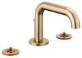 Brizo® 65334LF-GLLHP Litze® Widespread Lavatory Faucet, 1.5 gpm Flow Rate, 3 in H Spout, 6 to 16 in Center, Luxe Gold, 2 Handles, Metal Pop-Up Drain, Import