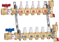 Caleffi 6686D5S1A IN TwistFlow 1 inch Female x 3/4 inch Male Four Port Radiant Distribution Manifold