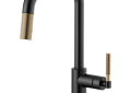 Brizo® SMARTTOUCH® 64053LF-BLGL Litze™ Pull-Down Kitchen Faucet, 1.8 gpm Flow Rate, Matte Black/Luxe Gold, 1 Handles, 1 Faucet Holes, Function: Traditional, Domestic