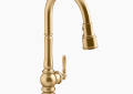 Kohler K-29709-2MB Artifacts(R) Touchless Pull-Down Kitchen Sink Faucet with Three-Function Sprayhead - Vibrant Brushed Moderne Brass