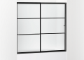 Kohler K-707618-8G80-BL 56-3/4" x 56-1/4 - 59-5/8" Elate Sliding Bath Door with Heavy 5/16" Thick Frosted Glass with Rectangular Grille Pattern - Matte Black
