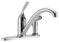 DELTA® 300-DST Classic Kitchen Faucet, 1.8 gpm Flow Rate, 8 in Center, Swivel Spout, Polished Chrome, 1 Handles, Domestic