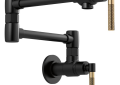 Brizo® 62843LF-BLGL Litze® Pot Filler, Commercial/Residential, 4 gpm Flow Rate, Swing Spout, Matte Black/Luxe Gold, 2 Handles, Import