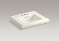 Kohler® 2239-4-96 Memoirs® Bathroom Sink Basin With Overflow Drain, Rectangular Shape, 2 in Faucet Hole Spacing, 24 in W x 19-3/4 in D x 8 in H, Wall Mount, Fireclay, Biscuit