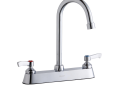 Elkay® LK810GN05L2 Universal Traditional Food Service Faucet, Commercial, 2.2 gpm Flow Rate, 8 in Center, Gooseneck Spout, Polished Chrome, 2 Handles