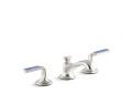Kallista P25054-CBW-AD Sink Faucet, Low Spout, Celeste Blue Wave Enamel Lever Handles Script(TM) Decorative - Nickel Silver