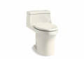 Kohler® 4000-96 Touchless Comfort Height® 1-Piece Toilet, San Souci®, Compact Elongated Bowl, 16-1/2 in H Rim, 12 in Rough-In, 1.28 gpf, Biscuit