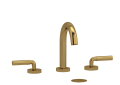 RIOBEL RU08LBG RU08L Riu Widespread Bathroom Faucet, 1.3 gpm Flow Rate, 4-3/8 in H Spout, 8 to 16 in Center, Brushed Gold, 2 Handles, Push Button Drain, Import