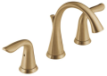 DELTA® 3538-CZMPU-DST Lahara® Widespread Lavatory Faucet, Commercial, 1.5 gpm Flow Rate, 3-5/8 in H Spout, 4 to 16 in Center, Brilliance® Champagne Bronze, 2 Handles, Pop-Up Drain, Domestic