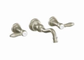 Moen® TS42106BN Weymouth™ Bathroom Faucet, 1.2 to 1.5 gpm Flow Rate, 5-1/4 in H Spout, 8 in Center, Brushed Nickel, 2 Handles, Pop-Up Drain, Function: Traditional