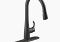 Kohler K-22036-BL Simplice(R) Touchless Pull-Down Kitchen Sink Faucet with Three-Function Sprayhead - Matte Black