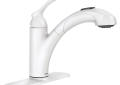 Moen® 87017W Banbury™ Pull-Out Kitchen Faucet, 1.5 gpm Flow Rate, 120 deg Swivel Spout, Glacier, 1 Handle, 1 or 3 Faucet Holes, Domestic