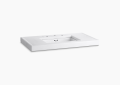 Kohler K-3029-0 42 inch x 22 inch Kathryn Fireclay Console Tabletop Drilled with 10 inch Centers - White