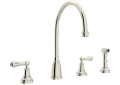 ROHL U.4736L-PN-2 Georgian Era 4-Hole C-Spout Kitchen Faucet with Sidespray - Polished Nickel