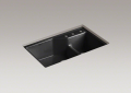 Kohler 6411-3-7 Indio (R) 33" x 21-1/8" x 9-3/4" Under-mount Smart Divide (R) Large/Small Double-bowl Kitchen Sink with Three-hole Faucet Holes