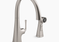 Kohler K-22064-VS Graze(R) Single-Handle Kitchen Sink Faucet with Two-Function Side Sprayer - Vibrant Stainless