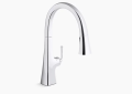 Kohler K-22068-CP  Graze(R) Touchless Pull-Down Kitchen Sink Faucet with Three-Function Sprayhead - Polished Chrome
