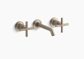 Kohler K-T14413-3-BV Purist(R) Widespread Wall-Mount Bathroom Sink Faucet Trim with 6-1/4" Spout and Cross Handles, Requires Valve - Vibrant Brushed Bronze