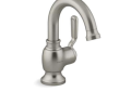 Sterling® 27374-4N-BN Ludington™ Bathroom Sink Faucet, 0.5 gpm Flow Rate, 5-7/16 in H Spout, 1 Handle, Pop-Up Clicker Drain, 1 Faucet Hole, Vibrant® Brushed Nickel