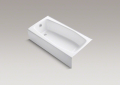 Kohler K-715-0 60 inch x 30-1/4 inch x 14 inch Villager Series Alcove Bath with Left-Hand Drain - White