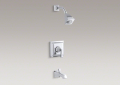 Kohler T461-4V-CP Rite-Temp(R) Pressure-Balancing Bath and Shower Faucet, Stately Design and Deco Handle