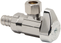 Brasscraft G2BRPX19X C 1/2 inch x 3/8 inch O.D Lead Free Brass 1/4-Turn Angle Stop Valve - Crimp Barb x Compression