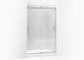 Kohler K-706008-L-SH 74 inch x 47-5/8 inch Levity Sliding Shower Door with 1/4" Thick Crystal Clear Glass and Blade Handles - Crystal Clear Glass with Bright Silver Frame