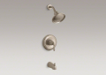 Kohler T395-4S-BV Rite-Temp(R) Pressure-Balancing Bath and Shower Faucet, Lever Handle