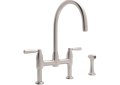 ROHL U.4273LS-STN-2 Holborn Bridge Kitchen Faucet with Sidespray - Satin Nickel