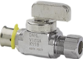 Viega 94031 PureFlow 1/2 inch Press x 3/8 OD Compression Lead Free Brass Quarter Turn Straight Valve - Polished Chrome