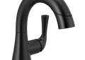 DELTA® 533LF-BLPDMPU Kayra™ Pull-Down Bathroom Faucet, 1.2 gpm at 60 psi Flow Rate, 4-7/8 in H Spout, 1 Handle, Metal Push Pop-Up Drain, 1 Faucet Hole, Matte Black