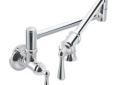 Moen® S664 Traditional Pot Filler Kitchen Faucet, 5.5 gpm Flow Rate, Swivel Spout, Polished Chrome, 2 Handles, Domestic