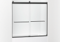 Kohler K-706006-L-BL Levity(R) Sliding Bath Door, 59-3/4" H x 56-5/8 - 59-5/8" W, with 1/4" Thick Crystal Clear Glass - Matte Black
