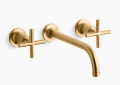 Kohler K-T14414-3-2MB Purist(R) Wall-Mount Bathroom Sink Faucet Trim with Cross Handles, 1.2 GPM - Vibrant Brushed Moderne Brass