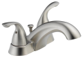 DELTA® 2523LF-SSMPU Centerset Lavatory Faucet, Classic, Stainless Steel, 2 Handles, Metal Pop-Up Drain, 1.2 gpm
