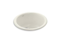 Kohler® 6565-96 Porto Fino™ Bar Sink, Round Shape, 18-3/8 in Dia x 8-5/8 in D, Top/Undermount Mounting, Enameled Cast Iron, Biscuit