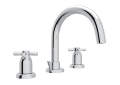 Rohl U.3956X-PN-2 Holborn 3-Hole Tubular C-Spout Widespread Bathroom Faucet - Polished Chrome with Cross Handle
