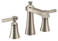 Moen® TS6984BN Widespread Bathroom Faucet, Flara™, Commercial, 1.2 gpm Flow Rate, 4-3/4 in H Spout, 8 to 16 in Center, Brushed Nickel, 2 Handles, Lift Rod Drain, Domestic