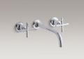 Kohler T14414-3-CP Two-Handle Wall-Mount Lavatory Faucet Trim, 9" Spout, Cross Handles