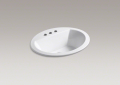 Kohler K-2699-4-0 Bryant Oval Drop-in Centerset Bathroom Sink - White