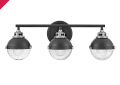 Hinkley® 5173BK-CM Fletcher Transitional Vanity Light, (3) Lamps LED Lamp, 120 V, Black/Chrome Housing