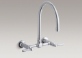 Kohler 7338-4-S Stainless Wall Mount Bridge Kitchen Faucet
