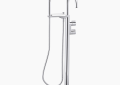 Kohler K-T77984-4-CP Components(R) Floor-Mount Bath Filler Trim with Lever Handles and Handshower - Polished Chrome