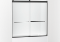 Kohler K-706004-L-BL Levity(R) Sliding Bath Door, 62" H x 56-5/8 - 59-5/8" W, with 1/4" Thick Crystal Clear Glass - Matte Black