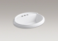 Kohler 2992-4-0 Oval Self-Rimming Lavatory, 4" Centerset Faucet Drilling