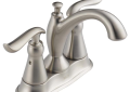 DELTA® 2594-SSMPU-DST Linden™ Centerset Lavatory Faucet, Stainless Steel, 2 Handles, Metal Pop-Up Drain, 1.2 gpm Flow Rate