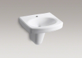 Kohler 2035-1-0 Wall-Mount Lavatory, Single-Hole Faucet Drilling