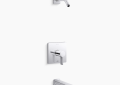 Kohler K-TLS23502-4-CP Parallel(R) Rite-Temp(R) Bath and Shower Trim Kit, without Showerhead - Polished Chrome