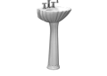 Barclay C/3-580WH Fluted Column Only, Lavatory Sink, White, Vitreous China, Import
