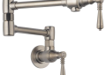 Brizo® 62810LF-SS Traditional® Pot Filler Faucet, 4 gpm Flow Rate, Swivel Spout, Stainless Steel, 2 Handles, Import